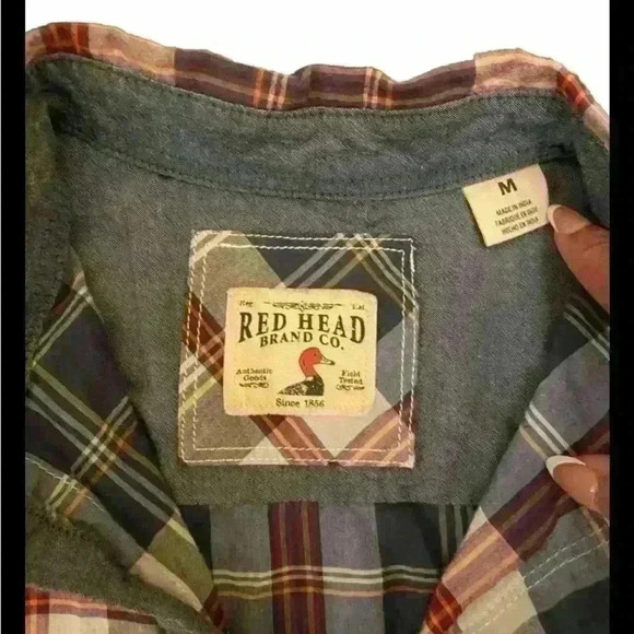 Red Head Brand Co Mens Medium Short Sleeve Plaid Button Down - Picture 3 of 4